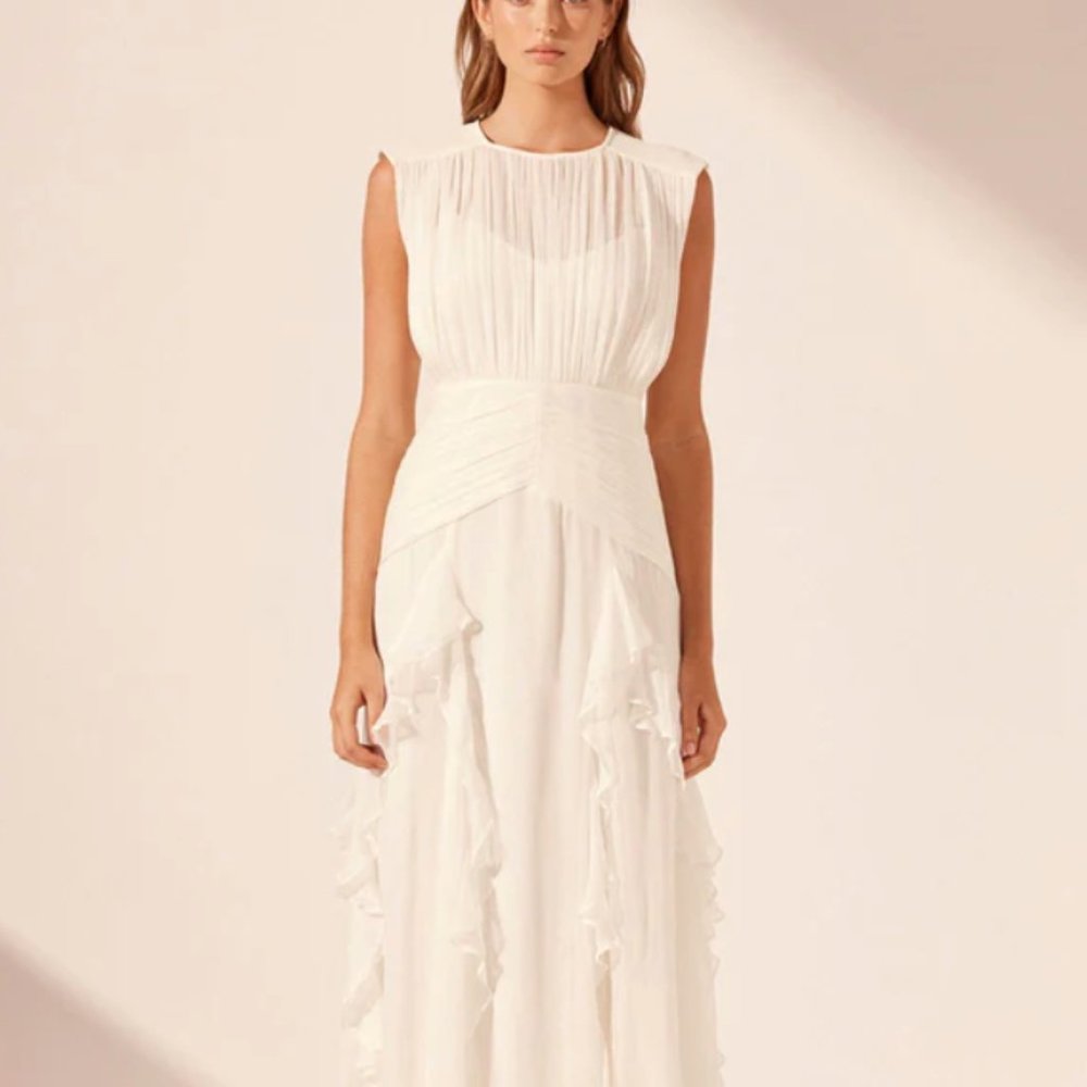 Shona Joy: MARGOT ROUND NECK SLEEVELESS MAXI DRESS - IVORY (NWT) Sz US 6